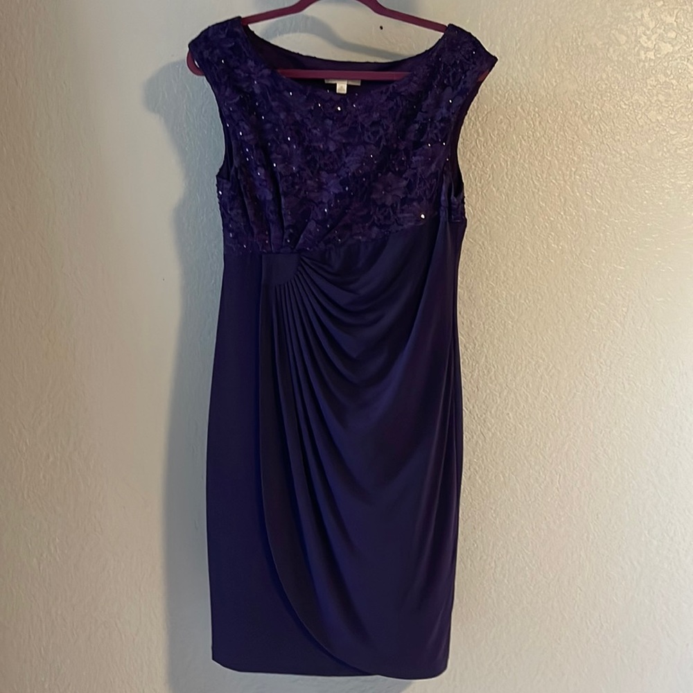 Purple sequence and lace top dress